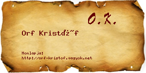 Orf Kristóf névjegykártya